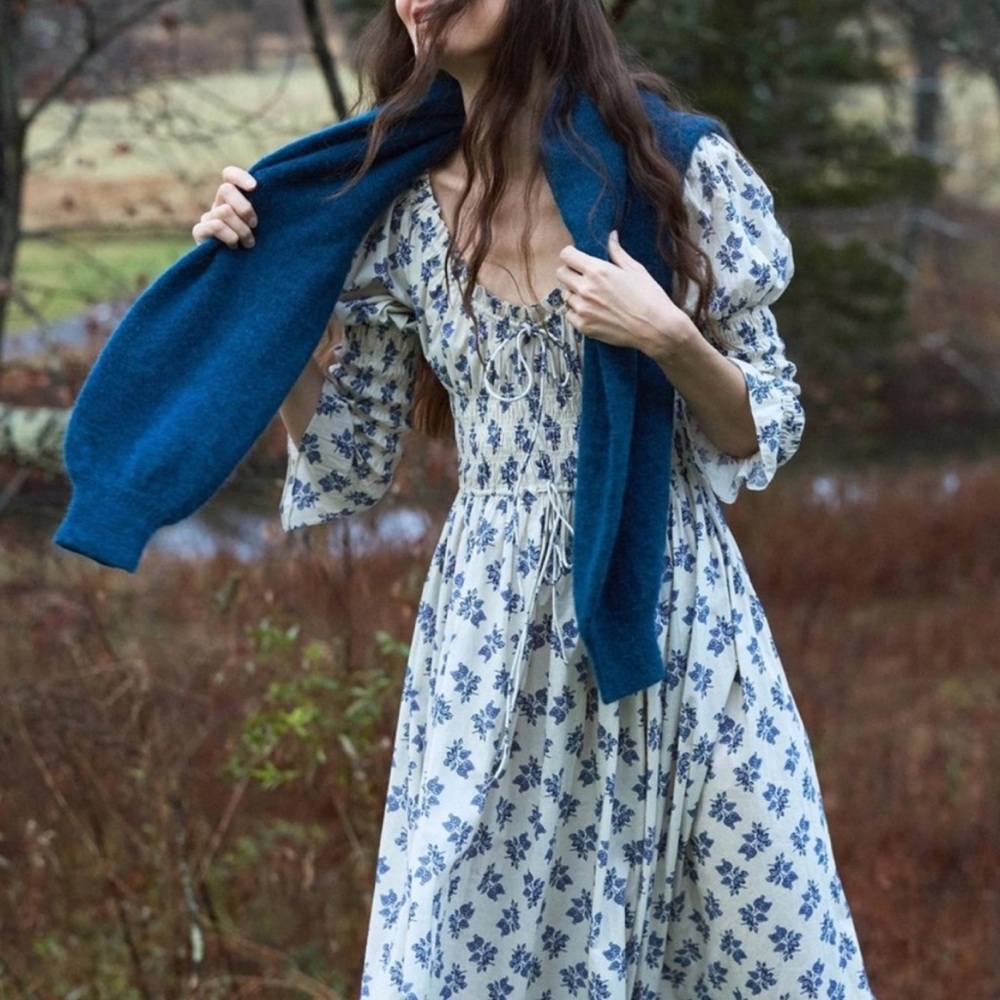 Doen Blue Floral Maxi Dress